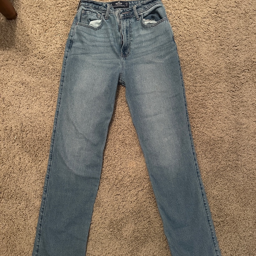 Hollister Women's Straight Leg Jeans in Blue